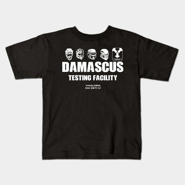 HALO-Damascus Testing Facility (White) Kids T-Shirt by Ironmatter